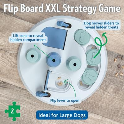 Show full view: TRIXIE Activity Flip Board X-Large Level 2 Strategy Game,Enrichment & Interactive Play, Treat Intermediate Dog Puzzle Toy, Blue slide 3 of 9