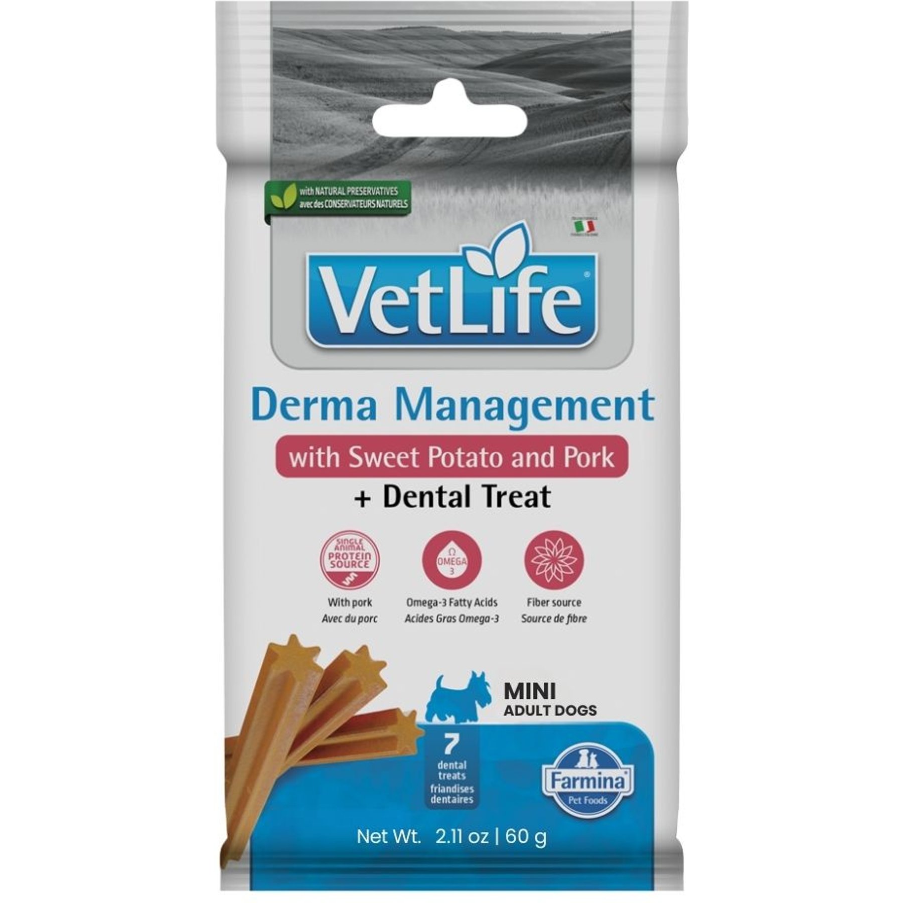 Farmina Vet Life Derma Management with Sweet Potato & Pork Adult Mini Dog Treats, 8.4-oz bundle