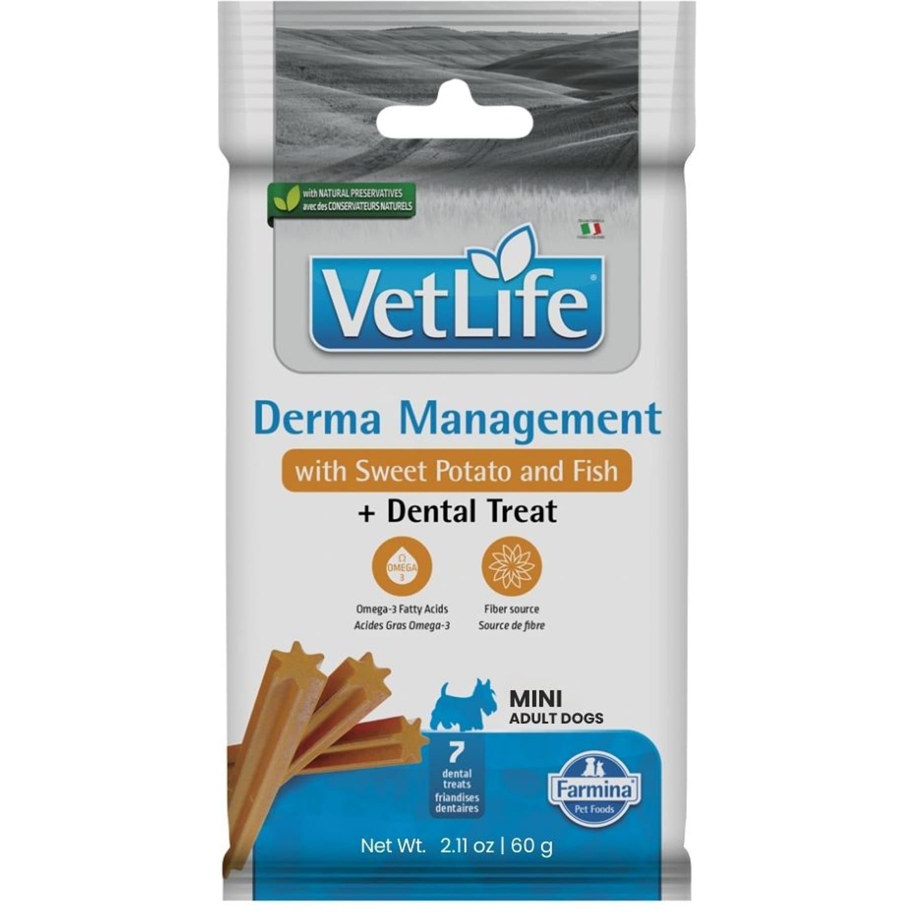 Farmina Vet Life Derma Management with Sweet Potato & Fish Adult Mini Dog Treats, 8.4-oz bundle