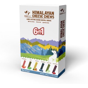 Pawfect Himalayan Yak Cheese Large Long-Lasting All-Natural Variety Pack with Strawberry Mint Turmeric & Flaxseed Blueberry Aloe Vera Cranberry Dental Dog Treats, Medium, 6 count