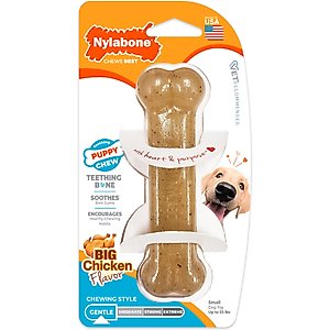 Nylabone Just for Puppies Teething Chew Toy Classic Bone Chicken, Small