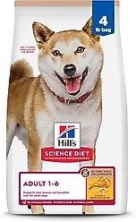 Hill's Science Diet Adult 1-6 Chicken & Brown Rice Recipe No Corn, Wheat or Soy Dry Dog Food, 4-lb bag