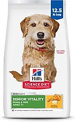Hill's Science Diet Adult 7+ Senior Vitality Small Breed & Mini Breed Chicken & Rice Recipe Dry Dog Food, 12.5-lb bag