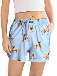 E&S PETS Yellow Labrador Shorts, Light Blue, Small