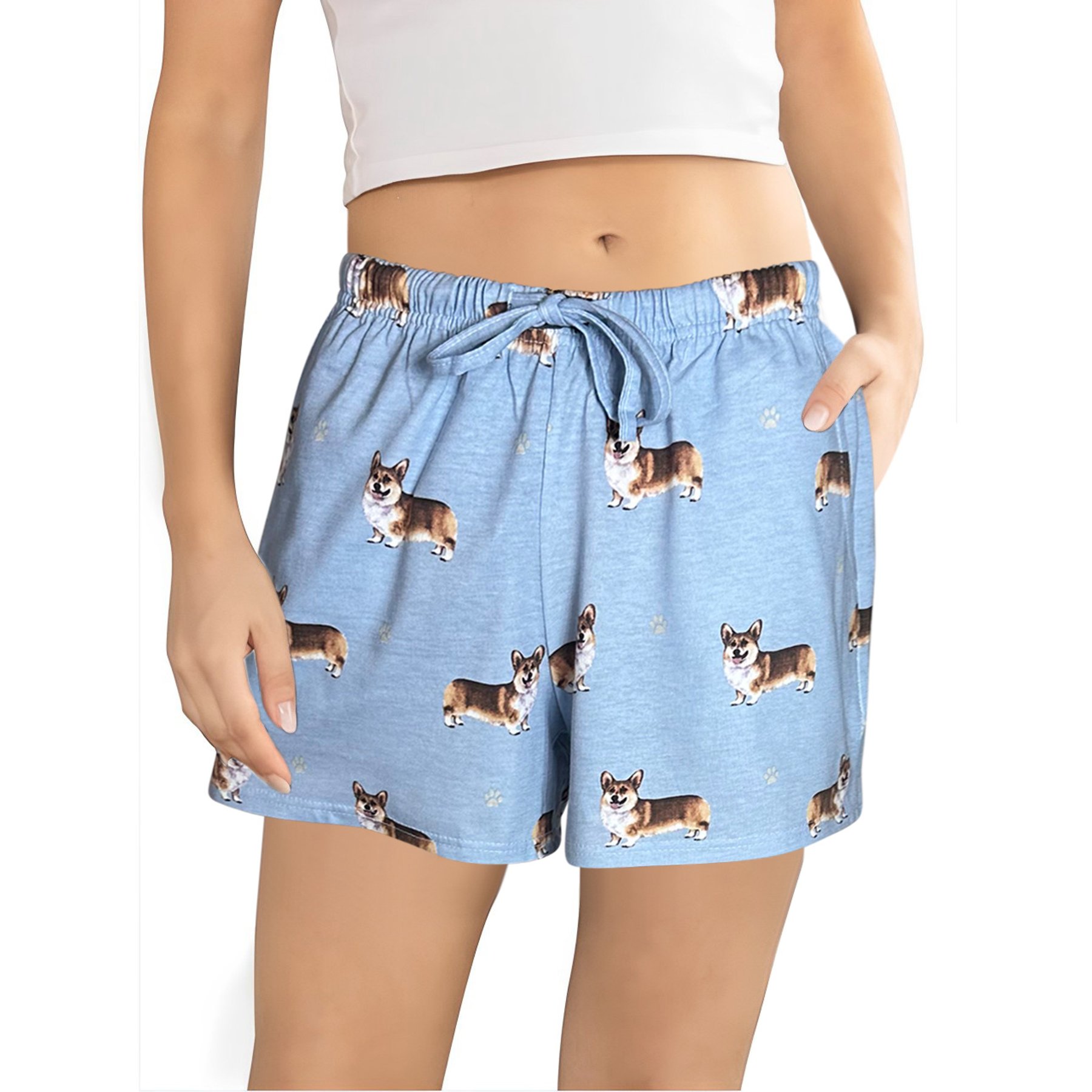E&S PETS Welsh Corgi Shorts, Light Blue, Large