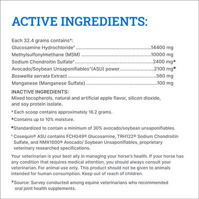 Show full view: Nutramax Cosequin ASU Powder Joint Health Supplement for Horses, 2.86-lb tub, bundle of 2 slide 3 of 10