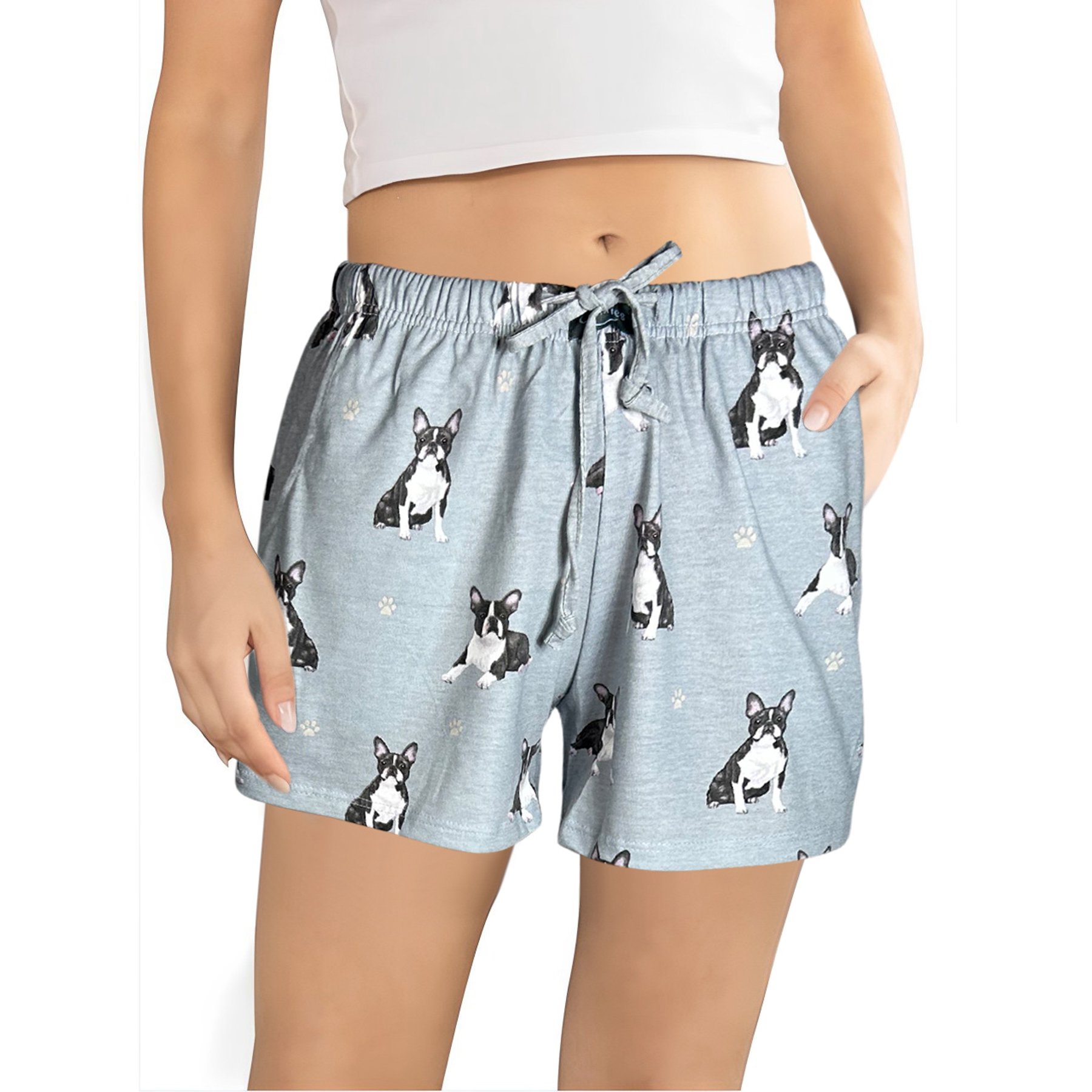E&S PETS Boston Terrier Shorts, Grey, Large