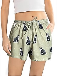 E&S PETS Black & White Cat Shorts, Green, Medium