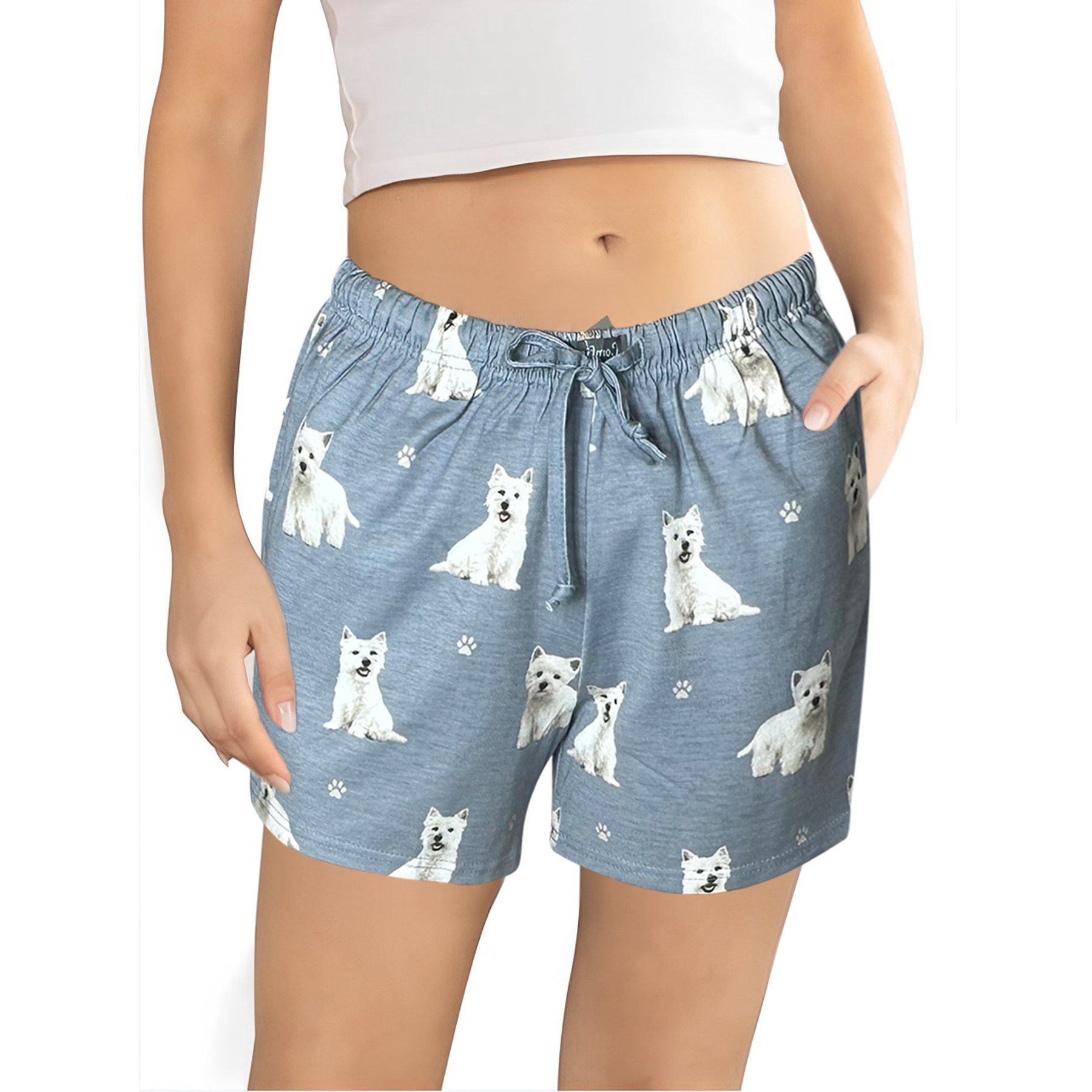 E&S PETS Westie Shorts, Light Blue, Large
