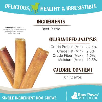 Show full view: Raw Paws 12-inch Jumbo Bully Sticks Dog Treats, 5 count slide 5 of 9