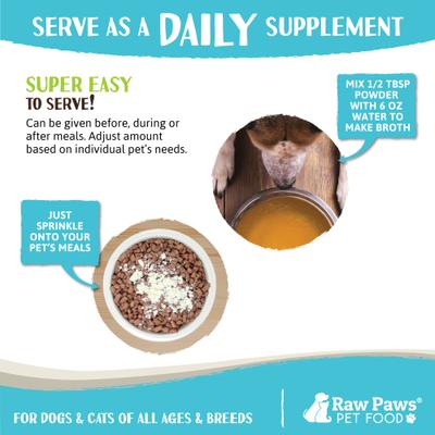 Show full view: Raw Paws Bone Broth Chicken flavored Supplement for Dogs & Cats, 6-oz slide 5 of 8