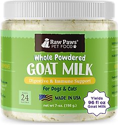 Raw Paws Powder Whole Goat Milk Supplement for Dogs & Cats, 7-oz