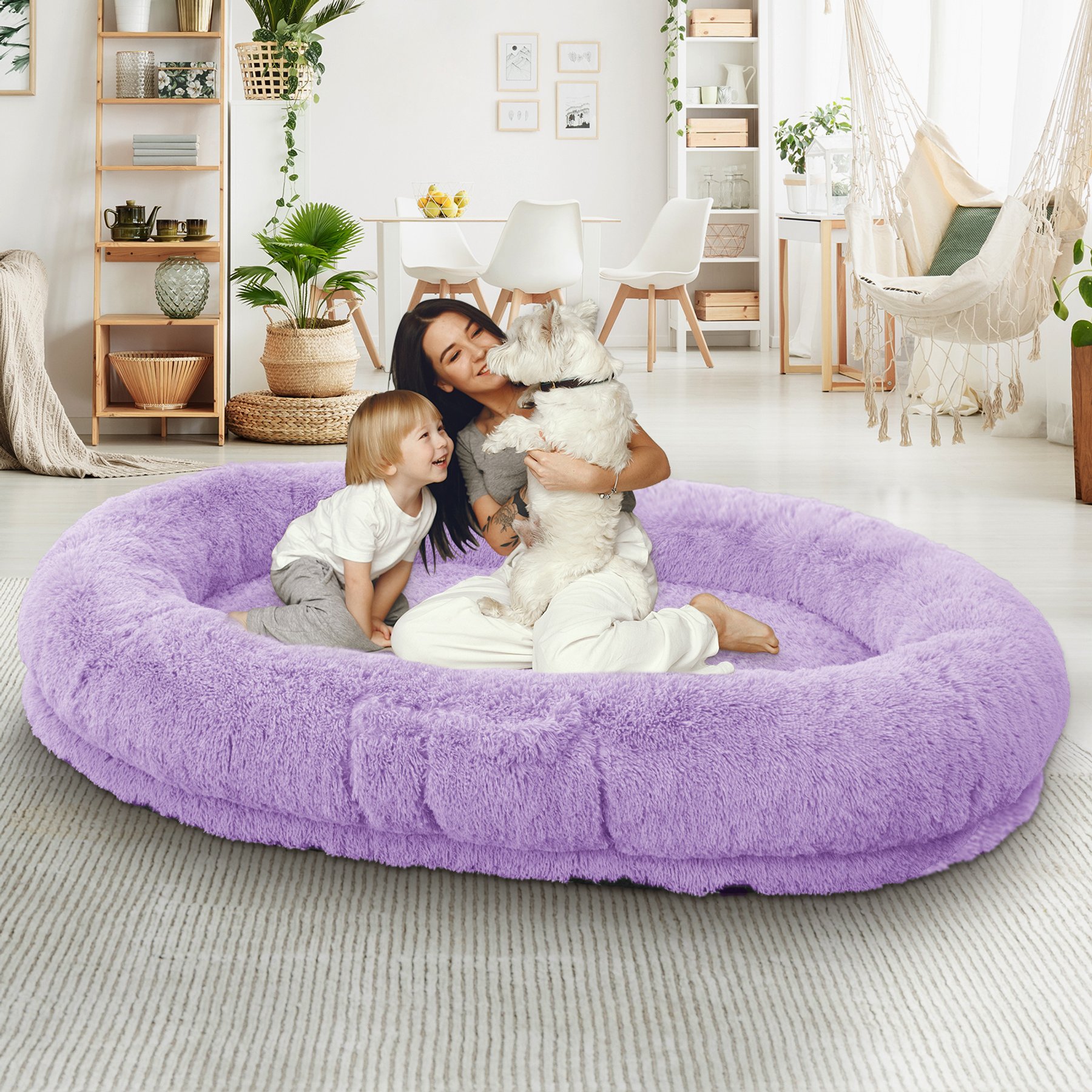 LovMor Dog Bed, Purple, 71 x 45 x 12-in