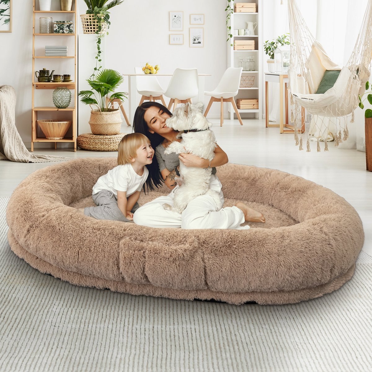LovMor Dog Bed, Khaki, 71 x 45 x 12-in