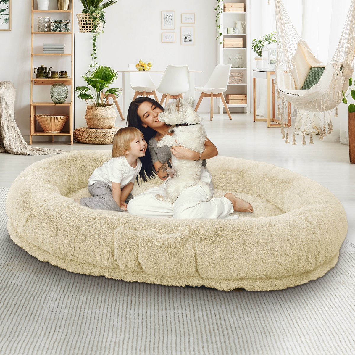 LovMor Dog Bed, Beige, 71 x 45 x 12-in