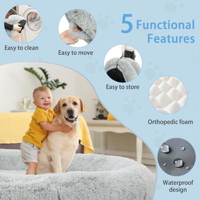 Show full view: LovMor Dog Bed, Grey, 71 x 45 x 12-in slide 4 of 7