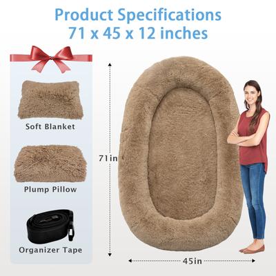 Show full view: LovMor Dog Bed, Khaki, 71 x 45 x 12-in slide 6 of 8