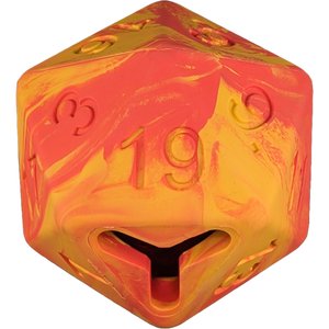 Pawlymorph Pet Toys D20 Dragon Fire Barbarian Strength Treat Dispensing Dog Toy, Red