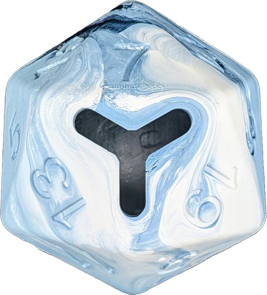 Show full view: Pawlymorph Pet Toys D20 Ice Grey Barbarian Strength Treat Dispensing Dog Toy, Grey slide 3 of 6
