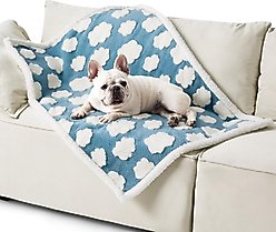 Lesure Waterproof Calming Double-Sided Jacquard Shag & Soft Sherpa Fleece Furniture Protector Dog & Cat Blanket, Blue, Medium