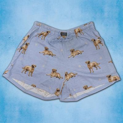 Show full view: E&S PETS Yellow Labrador Shorts, Light Blue, Small slide 4 of 6