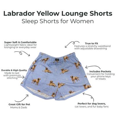 Show full view: E&S PETS Yellow Labrador Shorts, Light Blue, Small slide 2 of 6