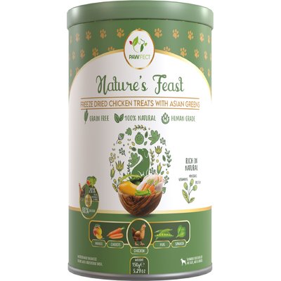 Pawfect Pawfect Nature's Feast Chicken with Asian Greens Grain-Free All Natural Freeze-Dried Dog Training Treat, 5.29-oz canister