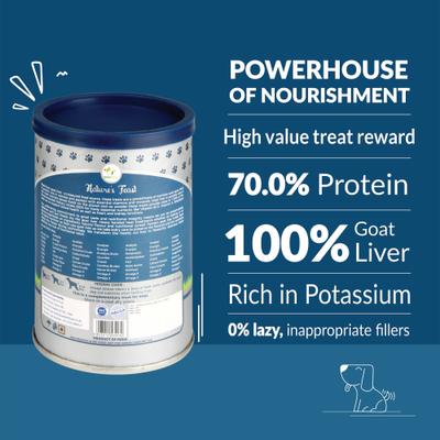 Show full view: Pawfect Nature's Feast Goat Liver Grain-Free All Natural Freeze-Dried Dog Training Treat, 5.29-oz canister slide 3 of 10