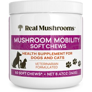 Real Mushrooms Mushroom Mobility Bacon Flavored Joint Support Chew Supplement for Dogs & Cats, 60 count