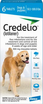 Credelio Chewable Tablet for Dogs, 50.1-100 lbs, (Blue Box)