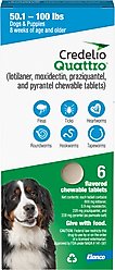 Credelio Quattro Chewable Tablets for Dogs, 50.1-100 lbs, 6 Chewables (6-mos. supply)