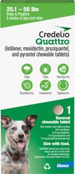 Credelio Quattro Chewable Tablets for Dogs, 25.1-50 lbs, 1 Chewable (1-mo. supply)