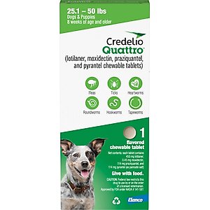 Credelio Quattro Chewable Tablets for Dogs, 50.1-100 lbs