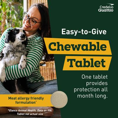 Show full view: Credelio Quattro Chewable Tablets for Dogs, 12.1-25 lbs, 6 Chewables (6-mos. supply) slide 6 of 7