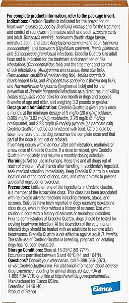 Show full view: Credelio Quattro Chewable Tablets for Dogs, 12.1-25 lbs, 6 Chewables (6-mos. supply) slide 2 of 7