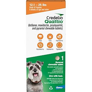 Credelio Quattro Chewable Tablets for Dogs, 50.1-100 lbs