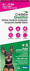 Credelio Quattro Chewable Tablets for Dogs, 6.1-12 lbs, 6 Chewables (6-mos. supply)