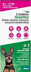 Credelio Quattro Chewable Tablets for Dogs, 6.1-12 lbs, 1 Chewable (1-mo. supply)