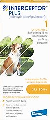 Interceptor Plus Chew for Dogs, 25.1-50 lbs, (Yellow Box), 1 Chew (1-mo. supply)