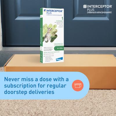 Show full view: Interceptor Plus Chew for Dogs, 8.1-25 lbs, (Green Box), 1 Chew (1-mo. supply) slide 8 of 11