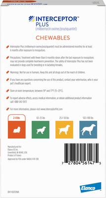 Show full view: Interceptor Plus Chew for Dogs, 2-8 lbs, (Orange Box), 12 Chews (12-mos. supply) slide 2 of 11