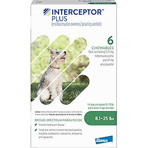 Interceptor Plus Chew for Dogs, 2-8 lbs, (Orange Box)
