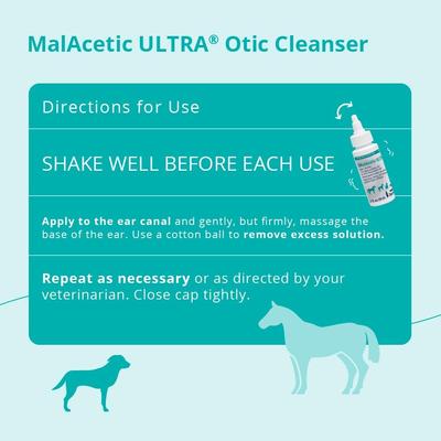Show full view: MalAcetic ULTRA Otic Cleanser for Dogs, Cats & Horses, 2-oz bottle slide 7 of 9