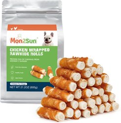 MON2SUN Chicken Wrapped Rawhide Rolls 2.5-inch Dog Treats, 32 count slide 1 of 9