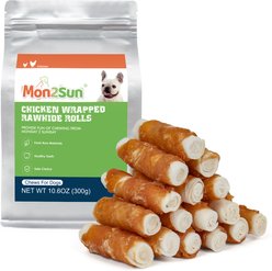 MON2SUN Chicken Wrapped Rawhide Rolls 2.5-inch Dog Treats, 16 count