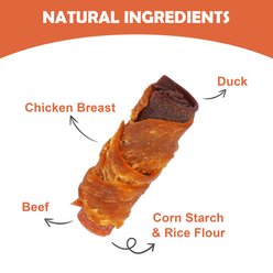 MON2SUN Triple Flavor Chicken Wrapped Duck & Beef Rolls 3-inch Rawhide-Free Dog Treats, 16 count slide 2 of 9