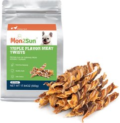 MON2SUN Triple Flavor Jerky Twist Sticks 5 to 7-inch Dog Treats, 25 count