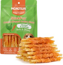 MON2SUN Chicken Wrapped Cod Sticks Rawhide-Free Dog Treats, 40 count