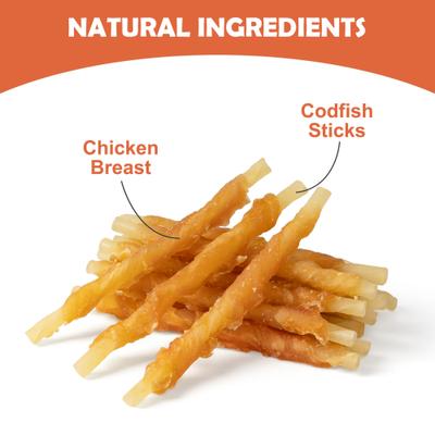 Show full view: MON2SUN Chicken Wrapped Cod Sticks Rawhide-Free Dog Treats, 90 count slide 4 of 11