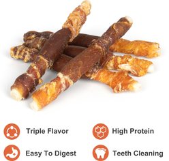 MON2SUN Triple Flavor Chicken Liver Duck & Chicken Wrapped Rawhide Sticks 5-inch Dog Treats, 15 count slide 2 of 8